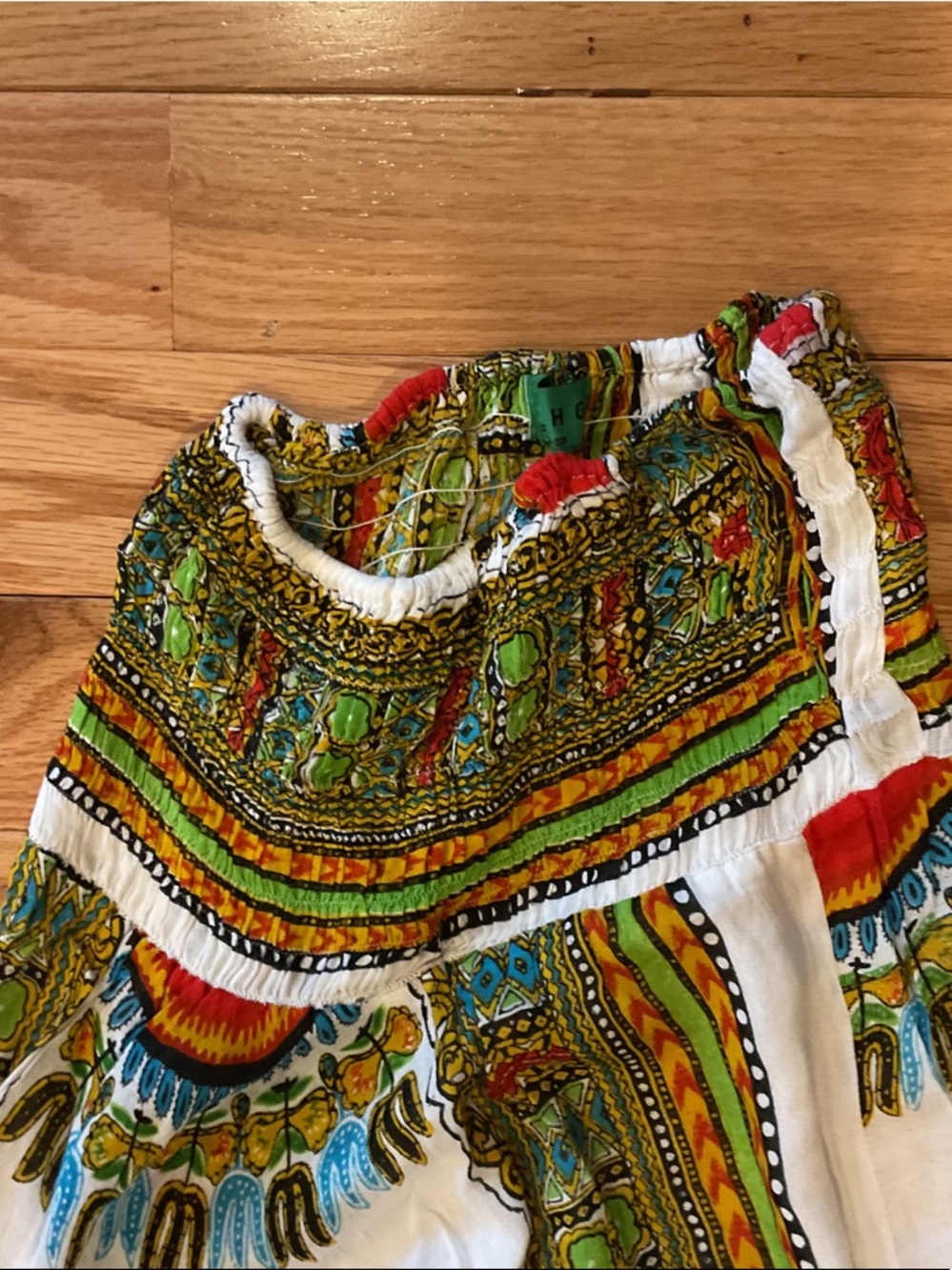HHG Bohemian White Green Printed Harem Pants Thailand waist 11 stretches 19 OS - Picture 4 of 12